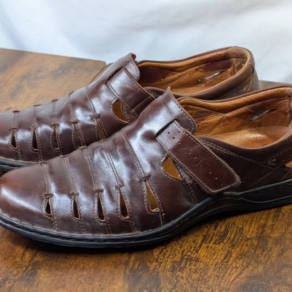 Josef Seibel Steven Fisherman Sandals Mens Size 44 US 11 Brown Leather Hk/Loop
